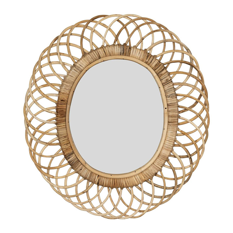 ホームデコレーション籐ラウンドウォールミラークリエイティブアートデコレーションミラーリビングルームエントランスミラーデコレーションウォール