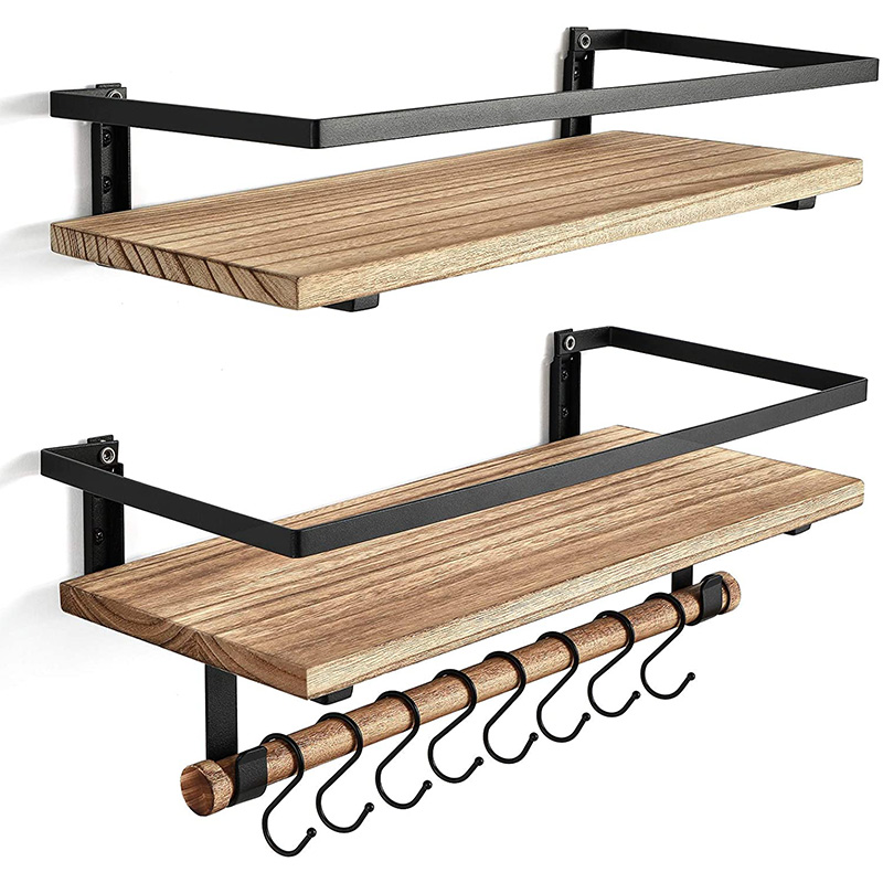 フローティングシェルフをぶら下げ金属木製アンティーク装飾